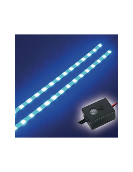 Fita LED auto-adesiva dupla 12VDC Azul c/ botão ON / OFF