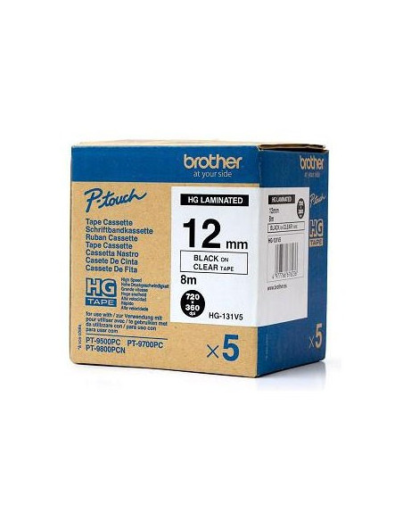 Fita AltaQualidade 12mmx8mts Transp/Preto (Caixa 5 Unids)