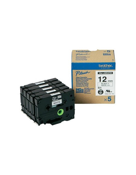Fita AltaQualidade 12mmx8mts Branco/Preto (Caixa 5 Unids)
