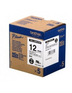 Fita AltaQualidade 12mmx8mts  Prateado/Preto (Caixa 5 Unids)