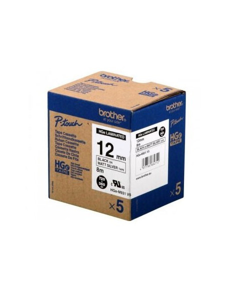 Fita AltaQualidade 12mmx8mts  Prateado/Preto (Caixa 5 Unids)