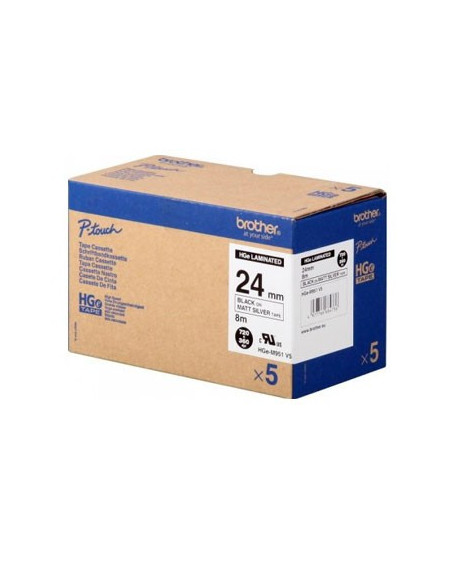 Fita AltaQualidade 24mmx8mts Prateado/Preto (Caixa 5 Unids)