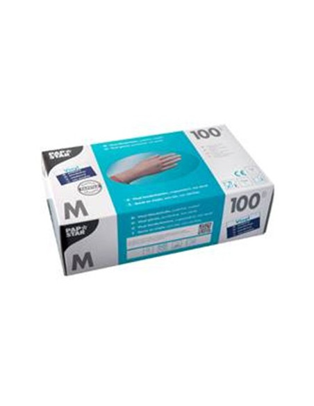 Luvas Vinil s/ Pó Tamanho M Transparente Pack 100un