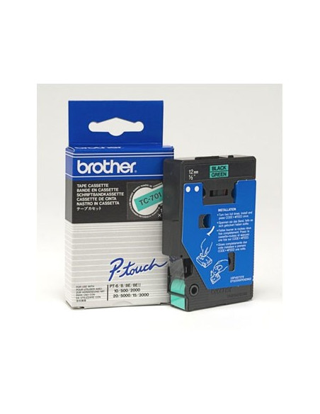 Fita Laminada 12mmx7,7mts Verde/Preto