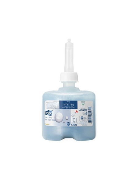 Sabonete Gel Banho Corpo e Cabelo TORK S2 475 500ml Pack 8un
