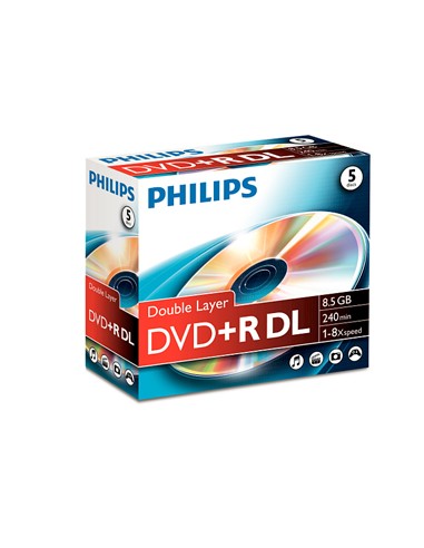 DVD+R Dual Layer Philips 8.5GB 8X Jewell Case 5