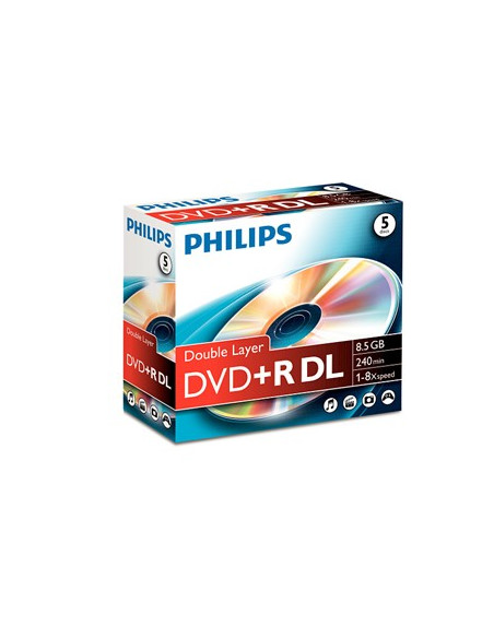 DVD+R Dual Layer Philips 8.5GB 8X Jewell Case 5