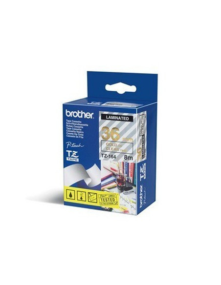 Fita Laminada 36mmx8mts Transparente/Dourado
