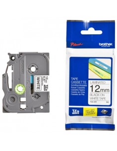 Fita Laminada 12mmx8mts Branco/Preto