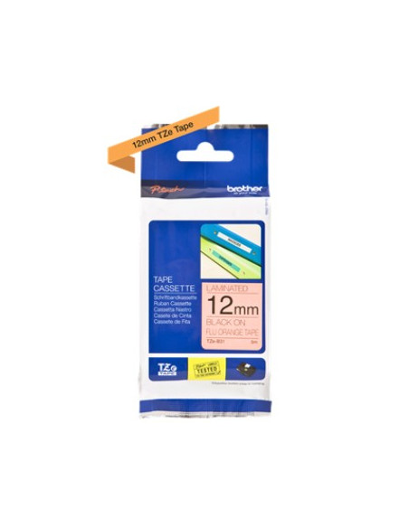 Fita Laminada 12mmx5mts Fluorescente Laranja/Preto