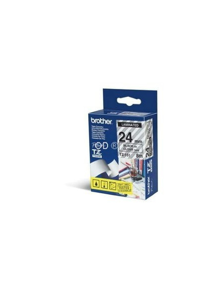 Fita Laminada 24mmx8mts Transparente/Preto