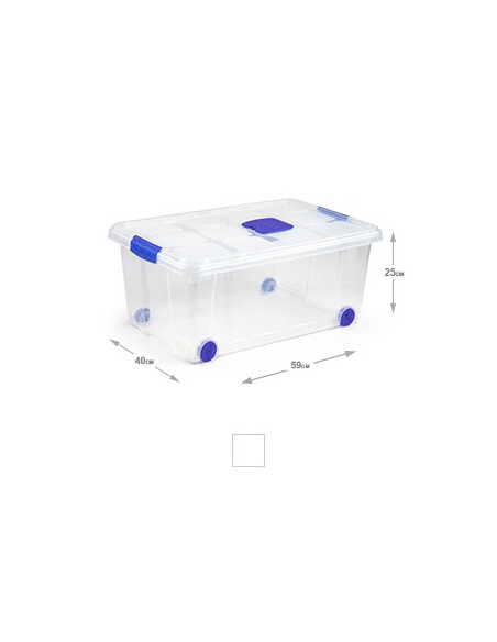 Caixa Plástico c/Rodas 59x40x25cm 36 Litros
