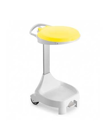 Contentor c/Pedal 120L e Rodas Smile W-70 Branco/Amarelo