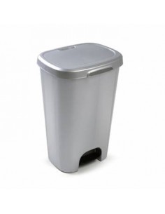 Contentor Plastico c/Pedal 50 Litros Prata un