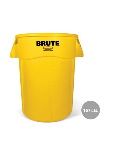 Contentor 167Litros s/Tampa c/Canais Vent Brute Amarelo