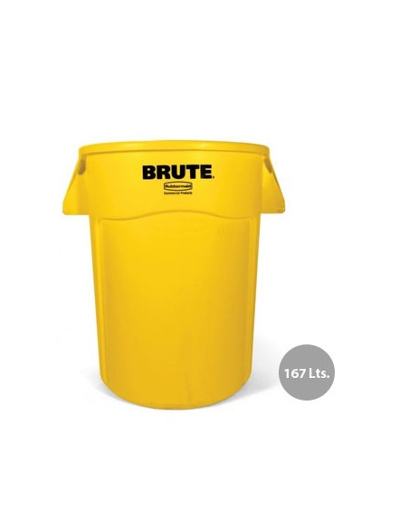 Contentor 167Litros s/Tampa c/Canais Vent Brute Amarelo