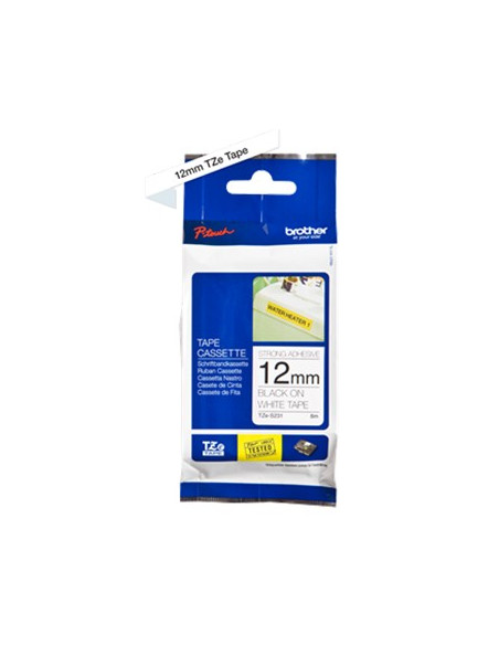 Fita Laminada SuperAdesiva 12mmx8mts Branco/Preto