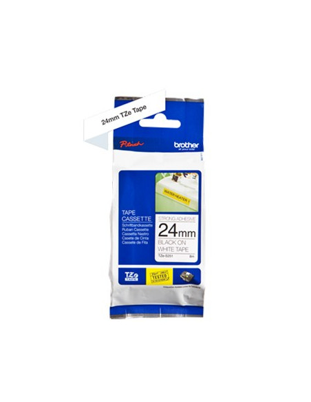 Fita Laminada SuperAdesiva 24mmx8mts Branco/Preto