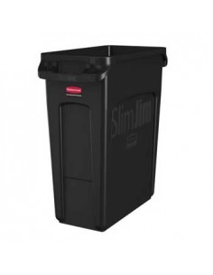Contentor 60Litros s/Tampa c/Canais Vent Slim Jim Preto