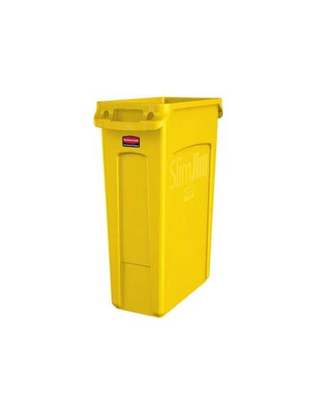 Contentor 87Litros s/Tampa c/Canais Vent Slim Jim Amarelo