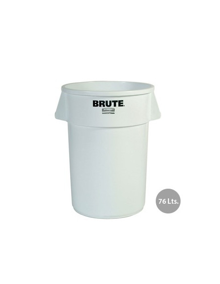 Contentor 76Litros s/Tampa Redondo Brute Branco