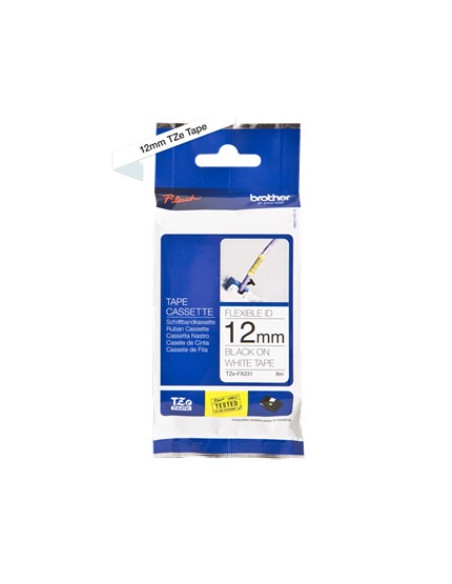Fita Laminada Flexivel 12mmx8mts Branco/Preto