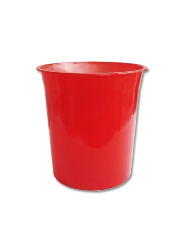 Cesto Papeis Plastico 18 Litros Vermelho Transparente