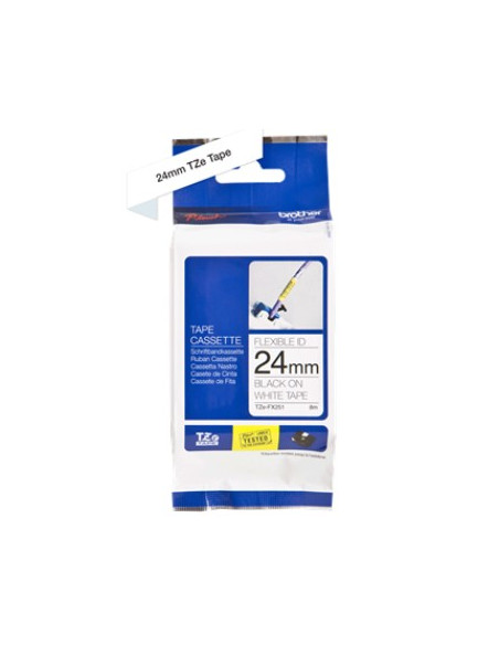 Fita Laminada  Flexivel 24mmx8mts Branco/Preto