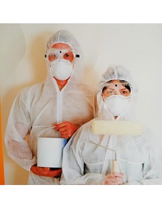 Fato Proteção Capuz Descartável Branco 1un