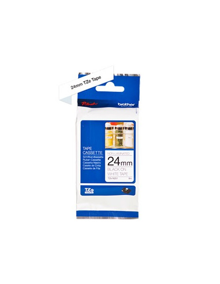 Fita Não Laminada 24mmx8mts Branco/Preto