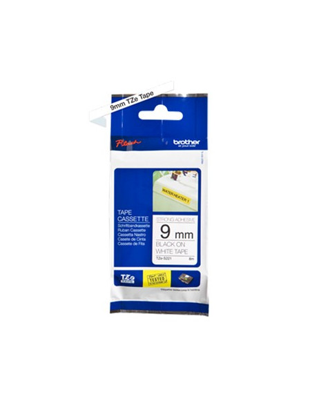 Fita Laminada SuperAdesiva 9mmx8mts Branco/Preto