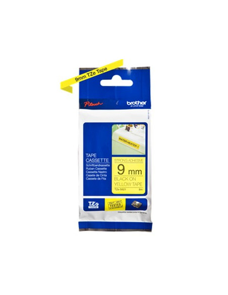 Fita Laminada SuperAdesiva 9mmx8mts Amarelo/Preto
