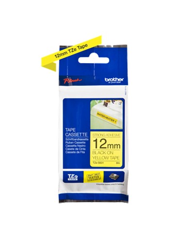 Fita Laminada SuperAdesiva 12mmx8mts Amarelo/Preto