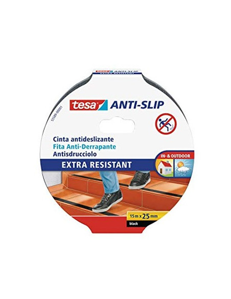 Fita Adesiva Tesa Anti-Derrapante 15mx25mm Preto