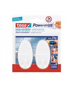 Gancho Oval Tesa Powerstrips + 4 Tiras Large Branco 2un