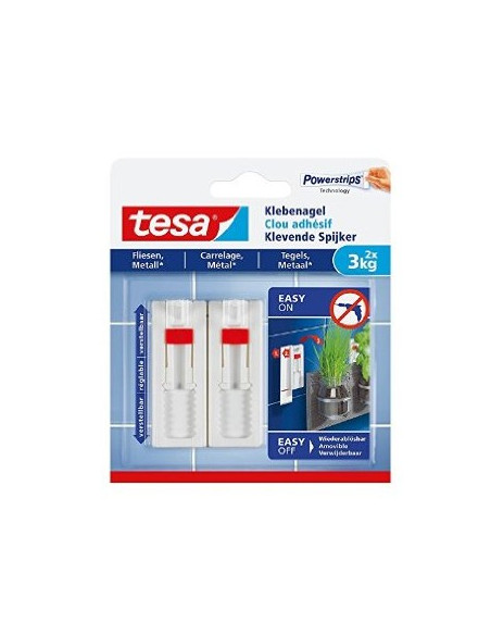 Prego Adesivo Tesa Powerstrips 3Kg Superfícies Lisas 2un