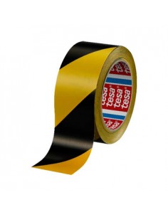 Fita Adesiva PVC Sinalização Amarelo / Preto Tesa 50mmx33mts