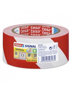 Fita Adesiva PVC Sinalização Vermelho/Branco Tesa 50mmx33mts