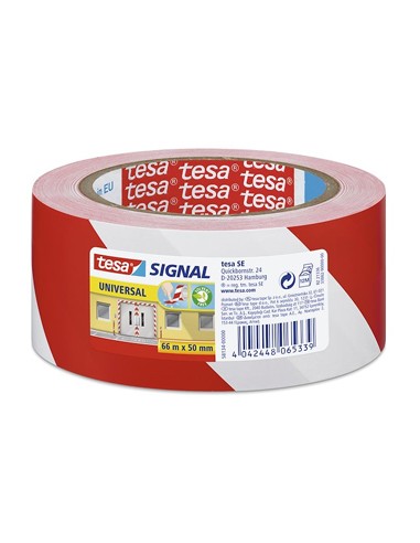 Fita Adesiva PVC Sinalização Vermelho/Branco Tesa 50mmx33mts