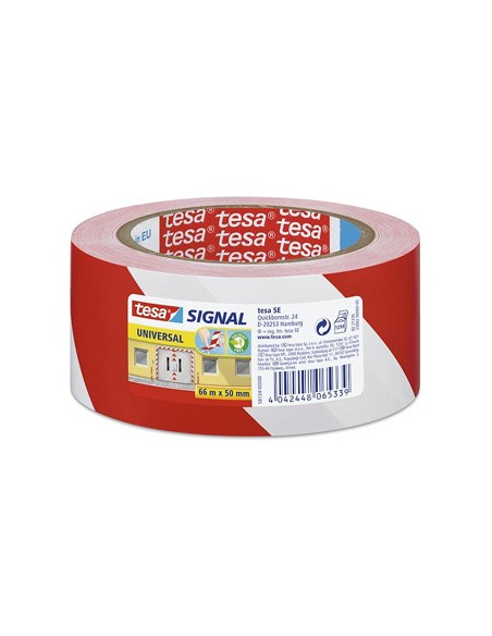 Fita Adesiva PVC Sinalização Vermelho/Branco Tesa 50mmx33mts