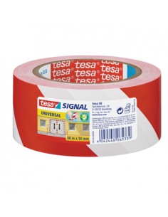 Fita Adesiva PP Sinalização Vermelho/ Branco 50mmx66mts