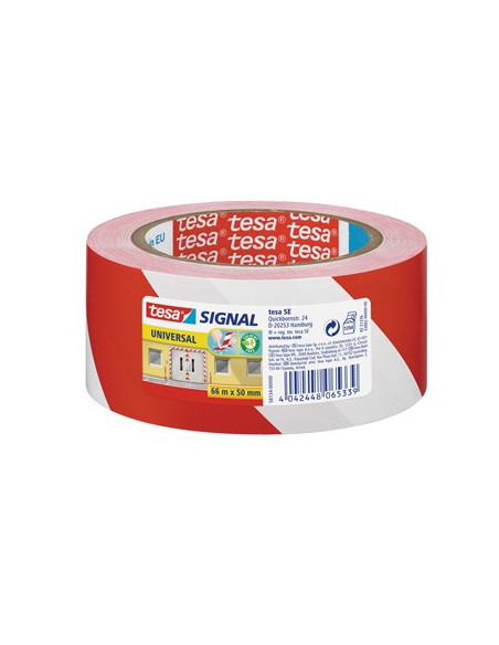 Fita Adesiva PP Sinalização Vermelho/ Branco 50mmx66mts