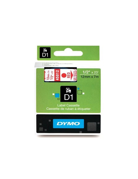 Fita Gravacao Dymo 12mmX7m Tranparente/Vermelho  (45012)