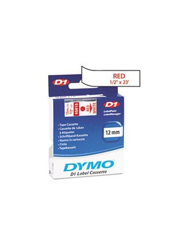 Fita Gravacao Dymo 12mmX7m Branco/Vermelho  (45015)